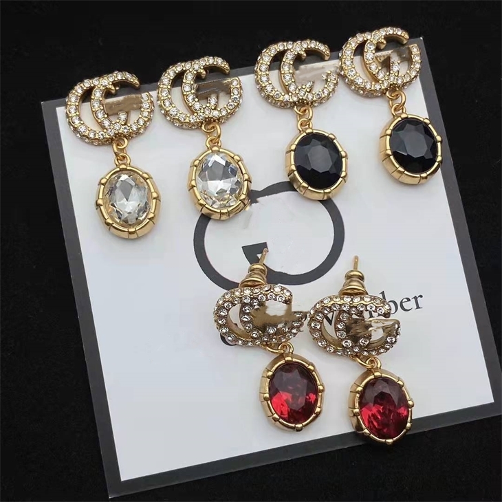 

68% OFF designer jewelry Gujia double g crack water drop earrings female made old full diamond geometric Earrings Jewelry