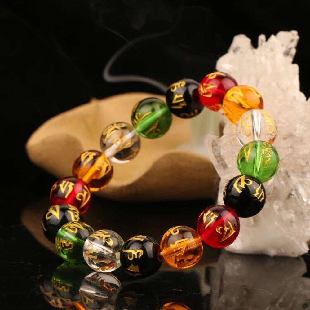 

,bracelet 12mm six character mantra Daming gold wood water fire earth men's and women's five elements Buddha bead bracelet seven c, Golden;silver