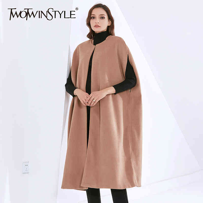 

Loose Solid Jacket For Women O Neck Sleeveless Casual Vest Female Autumn Fashion Clothing Style 210524, Pink