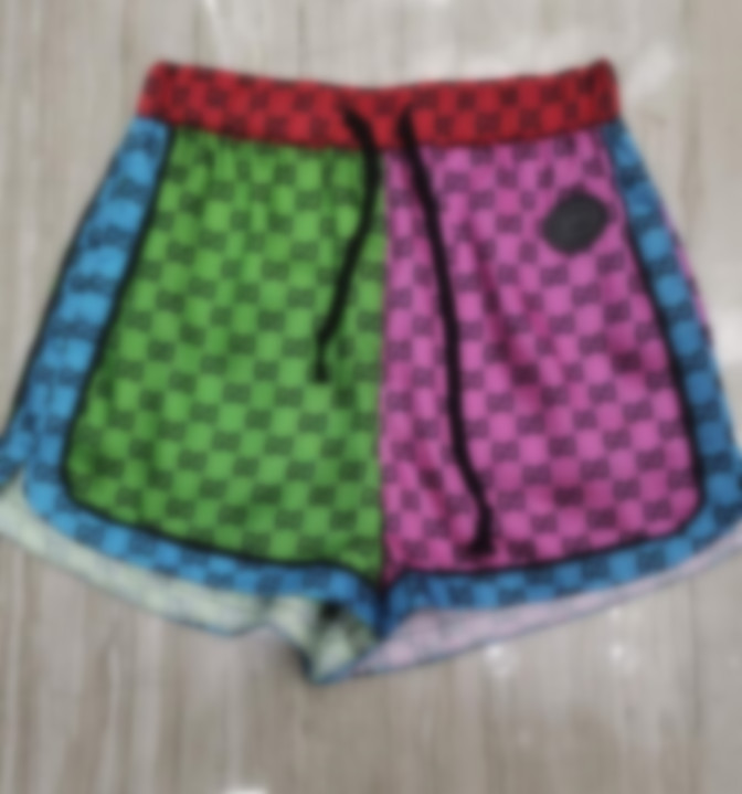 

Multi-rainbow series printed letters youth color matching casual shorts women 518, White;black