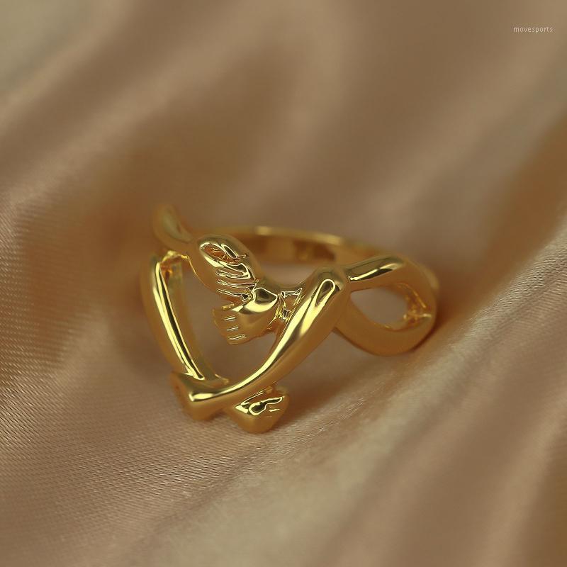 

Wedding Rings Cute Female Metal Hug Thin Ring Gold Silver Color Open For Women Vintage Hollow Hand Engagement1