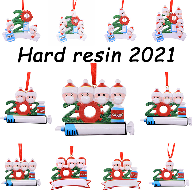 

factory wholesale price diy name greeting personalized resin christmas decorations 2021 quarantine decorative christmas tree hanging ornamen