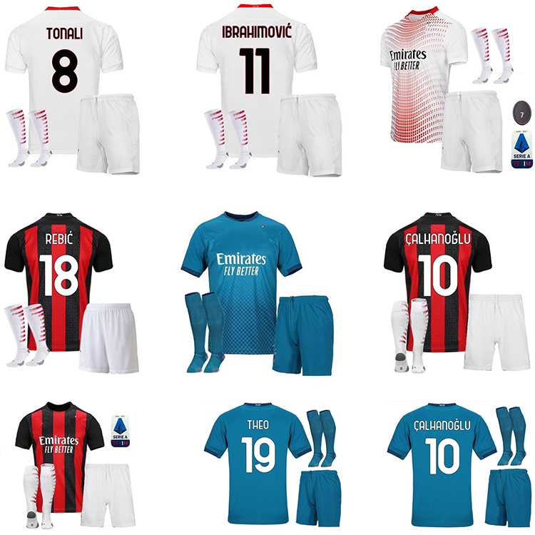 

20 21 Mandzukic AC soccer jerseys milan BALR. 2021 IBRAHIMOVIC TONALI ÃALHANOGLU Kessie Men kid Kits football shirts, Black