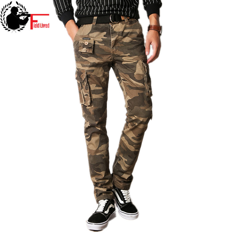 

Military Style Clothing Camouflage Slim Fit Trouser Straight Cargo Pants Men Casual Tactical Camo Jogger Male Army Green Khaki 210518, Black