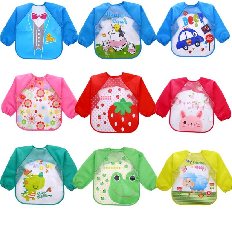 

Waterproof EVA Full Sleeve Bibs Children Apron Long Feeding Smock Kids Eating Breastplate Kid Baby Bavoir Clothing Aprons