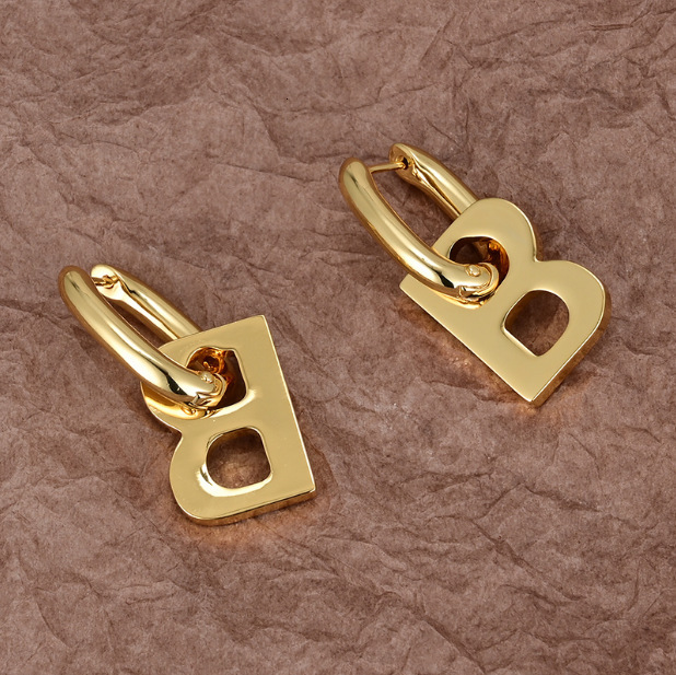 

Letter Earrings b 2021 New Fashion Exaggeration Personality Detachable French Design, Silver