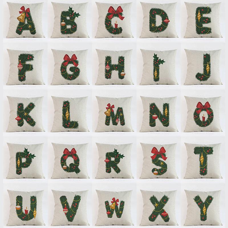 

Christmas English Letters Pillow Cushion Cover Tropical Plants Pattern Printing Gift Pillowcase Decorative Pillows Covers Cushion/Decorative