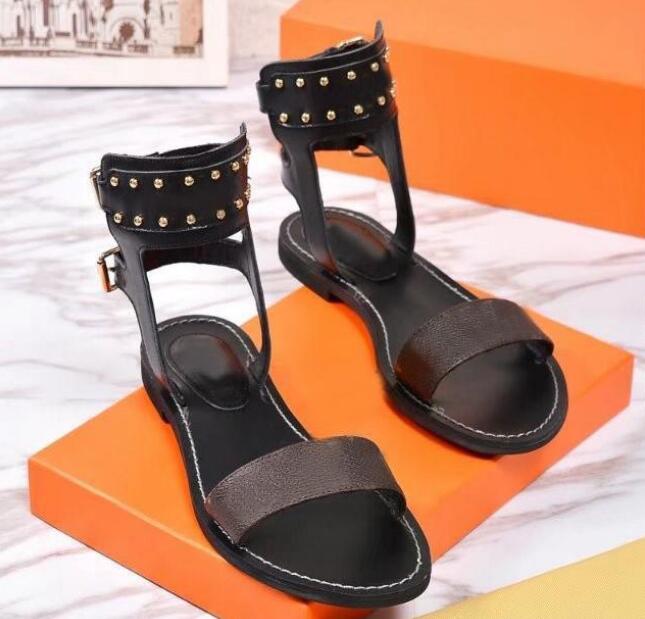 

new403 hi-top women Paris Design Summer heel Sandals Beach Slide Slippers Lady Print Leather Solid Color