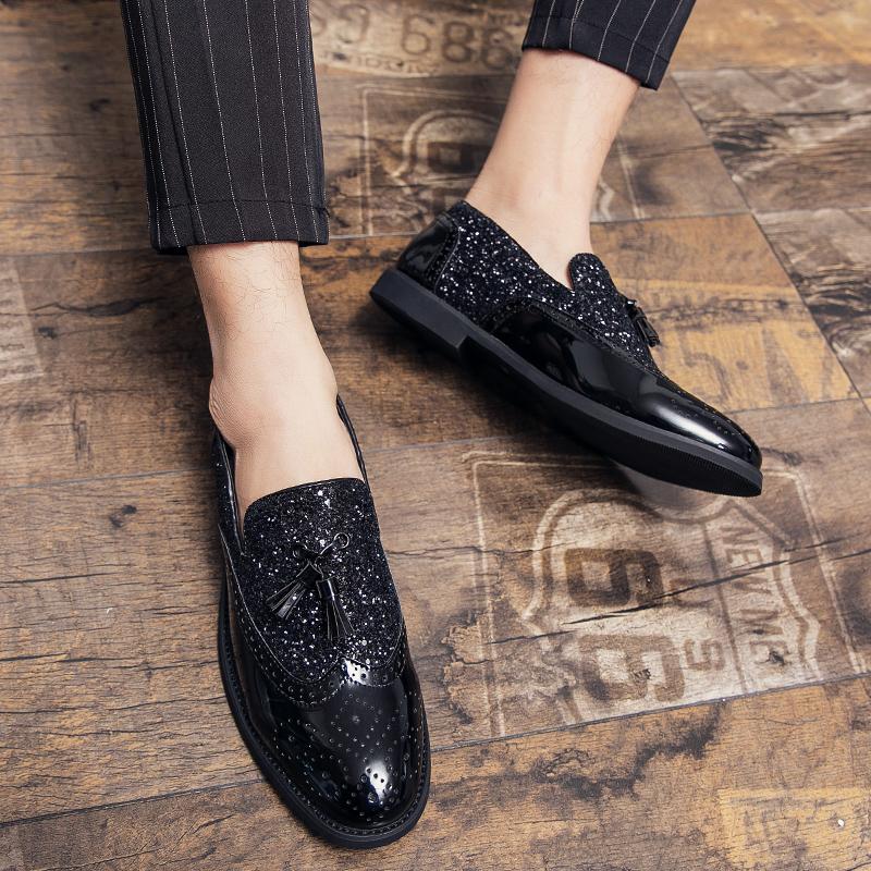 

Dress Shoes Piergitar Men Casual Fashion For Wedding Male Leather Italian Men's Stylish 2021 Mens Loafers, Black