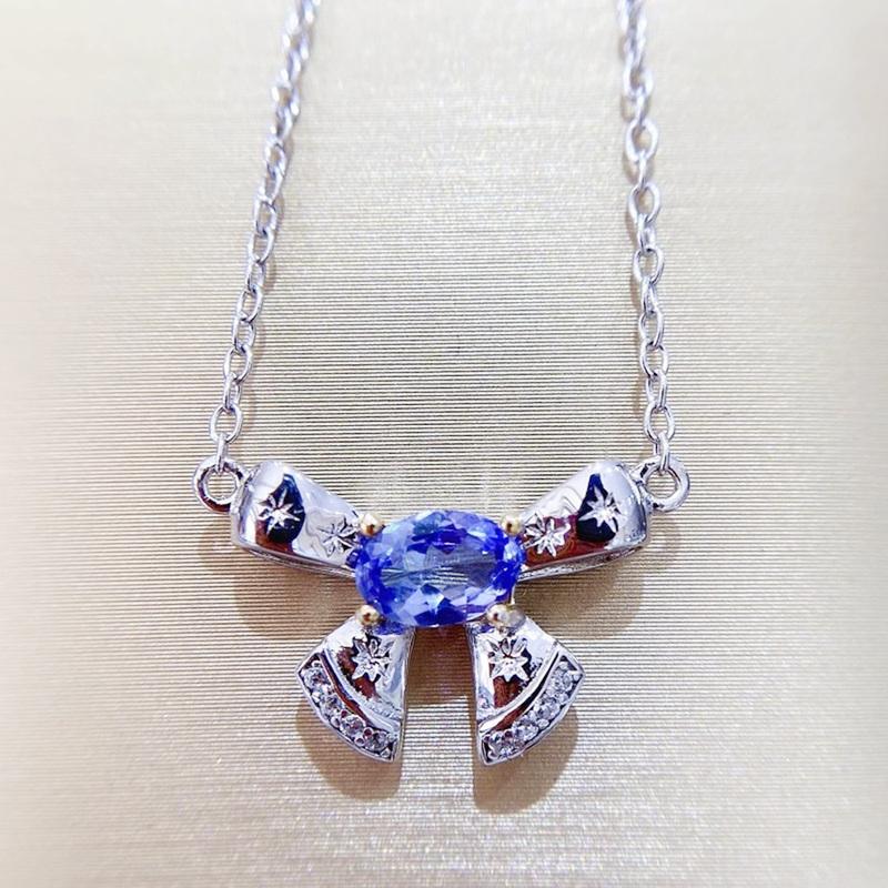 

Other Natural Real Tanzanite Or Peridot Ruby Bowknot Necklace 0.5ct Gemstone 925 Sterling Silver Fine Jewelry Q208252