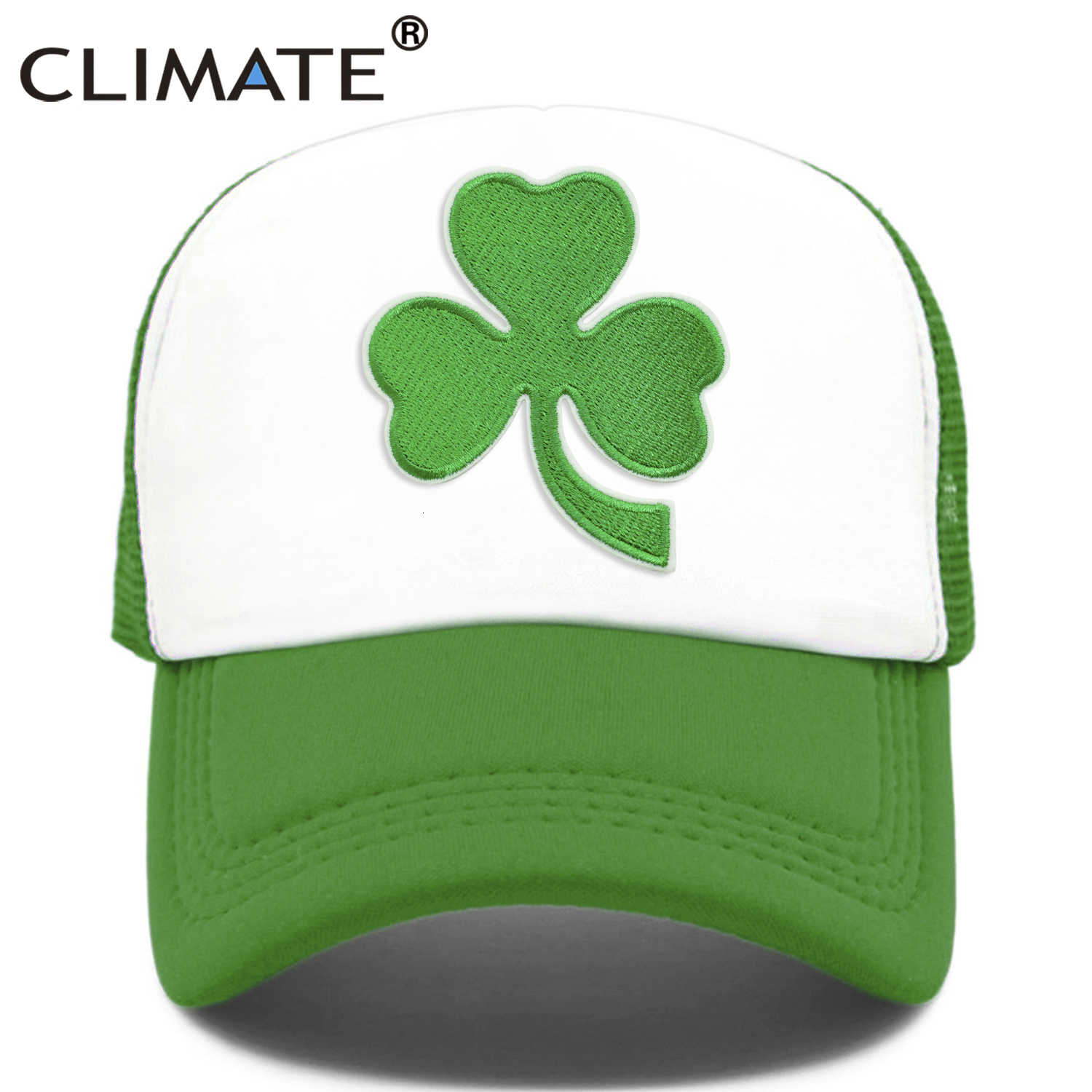 

Climate Trucker St.patrick Day Green Ireland Lucky Shamrocks St.patrick Mesh Cap Hat for Irish