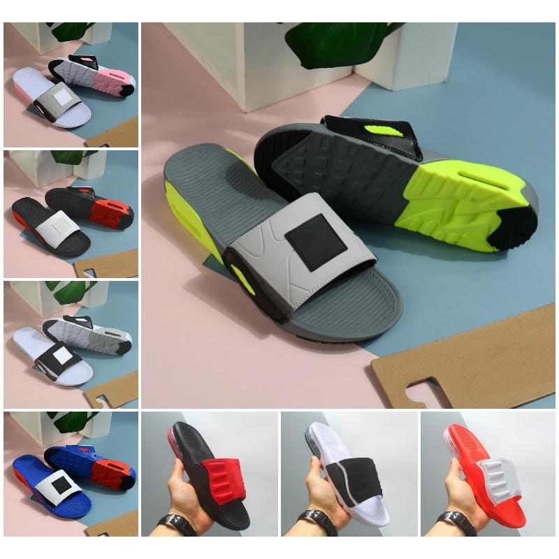 

90 Slide Grey Volt Mens Womens Slippers Fashion Slide 90s Triple Black White Red Game Royal Chile Outdoor Air90 Platform Sandals Topshop999, Shoes 01