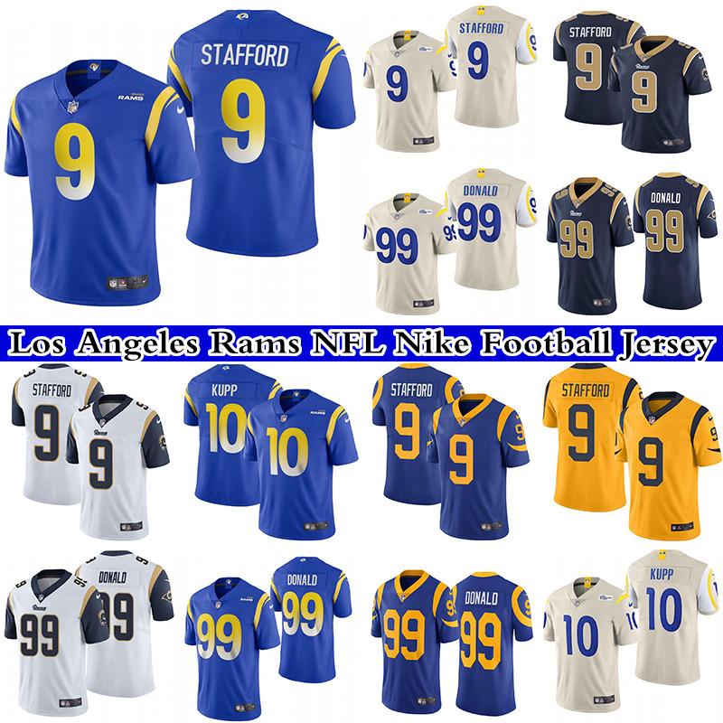 

99 Aaron Donald 10 Cooper Kupp 9 Matthew Stafford Men's Stitched NFL Los Angeles Rams Nike Limited Football Jersey, Blue