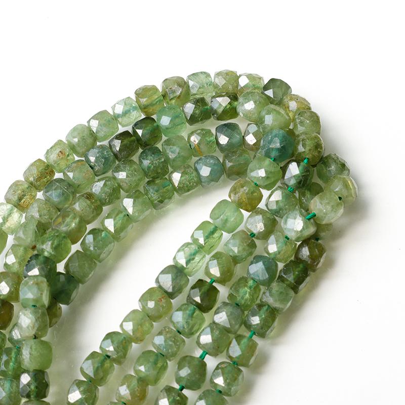 

Other Natural Green Apatite Cube Beads For Needlework Grape Stone Faceted Square Seed Perle Jewelry Making DIY Necklace Bracelet