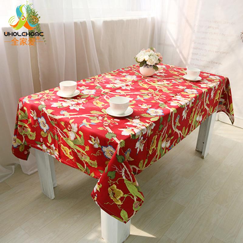 

Cotton Christmas Table Cloth Floral Printed American Style Nappe Cover Toalha De Mesa For Party Dinning Home Decor