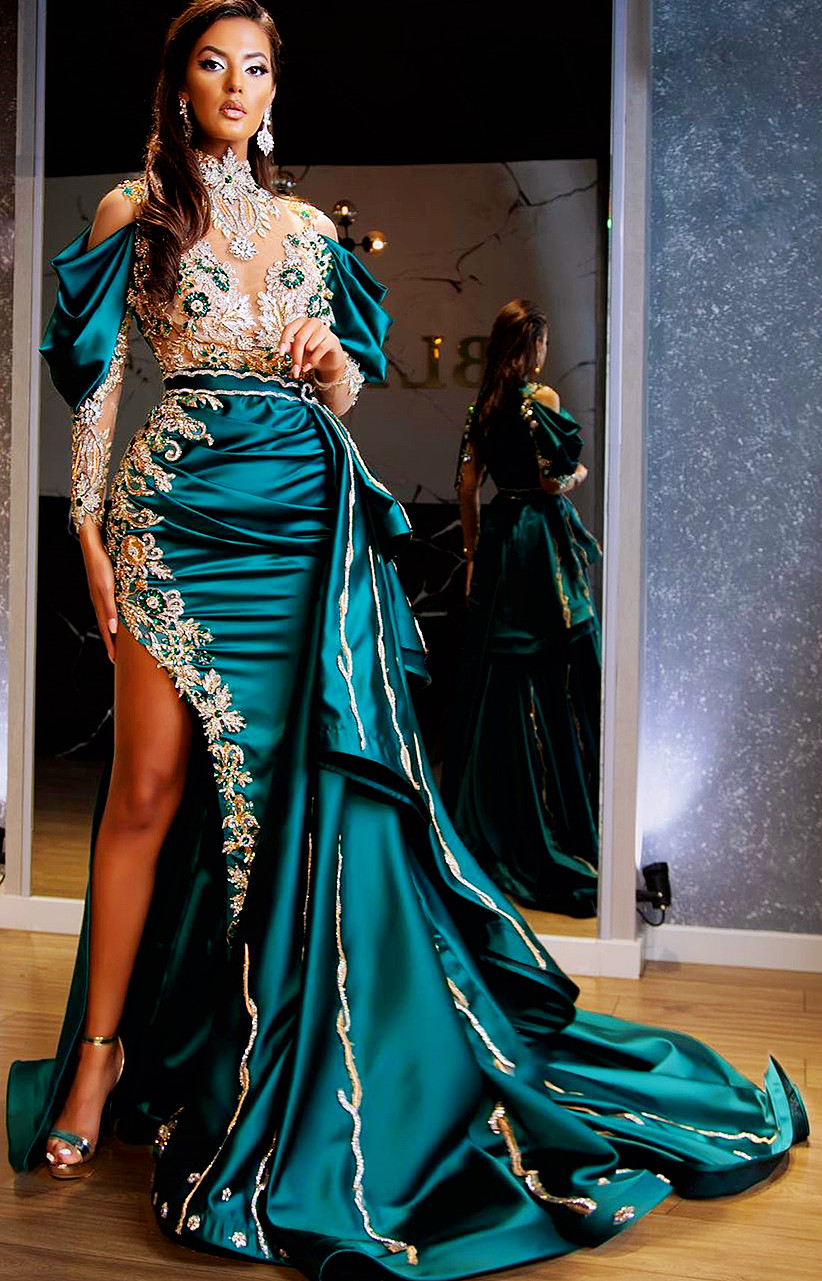 

2021 Plus Size Arabic Aso Ebi Hunter Green Luxurious Prom Dresses Lace Beaded Crystals High Split Evening Formal Party Second Reception Gowns Dress ZJ425, Lavender