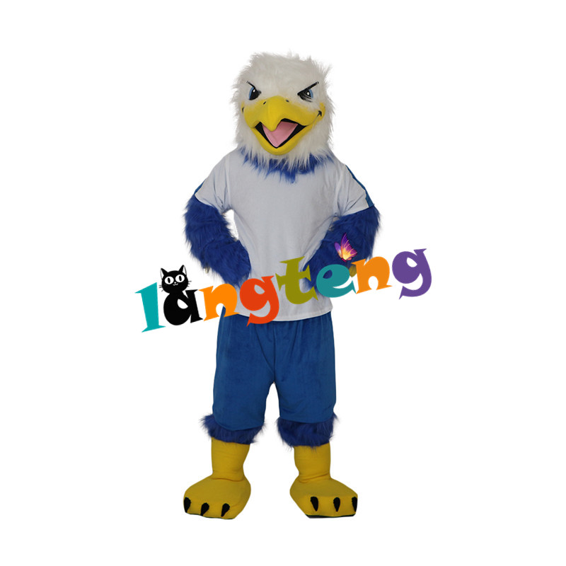 Mascot Costumes863 Long Hair Blue Eagle Bird Mascot Costume Adult Holiday Cartoon Party-image-747356491