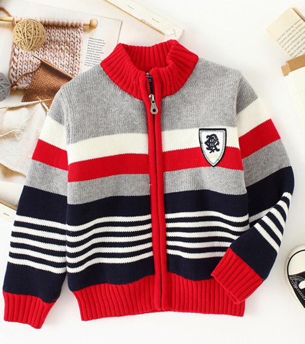 

Children Sweater Zipper Thick Coat Boy Cardigan, Blue