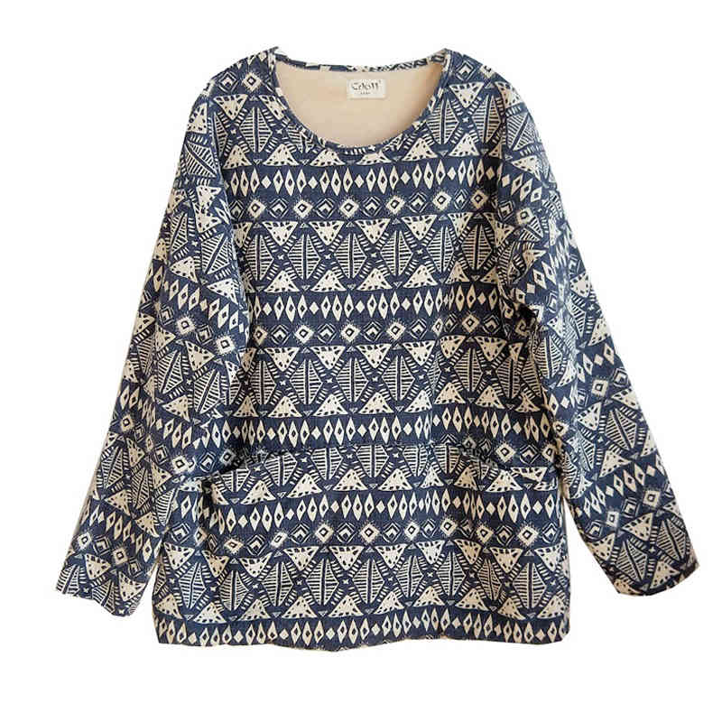 

Johnature Women Warm T-Shirts Print Floral Fleece Cotton Linen O-Neck Long Sleeve Autumn Vintage Female Pullover T-Shirts 210521, Green