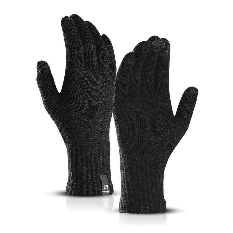 

Fingerless Gloves Knit Winter Men And Women Touch Screen Simple Solid Color Warm Wool