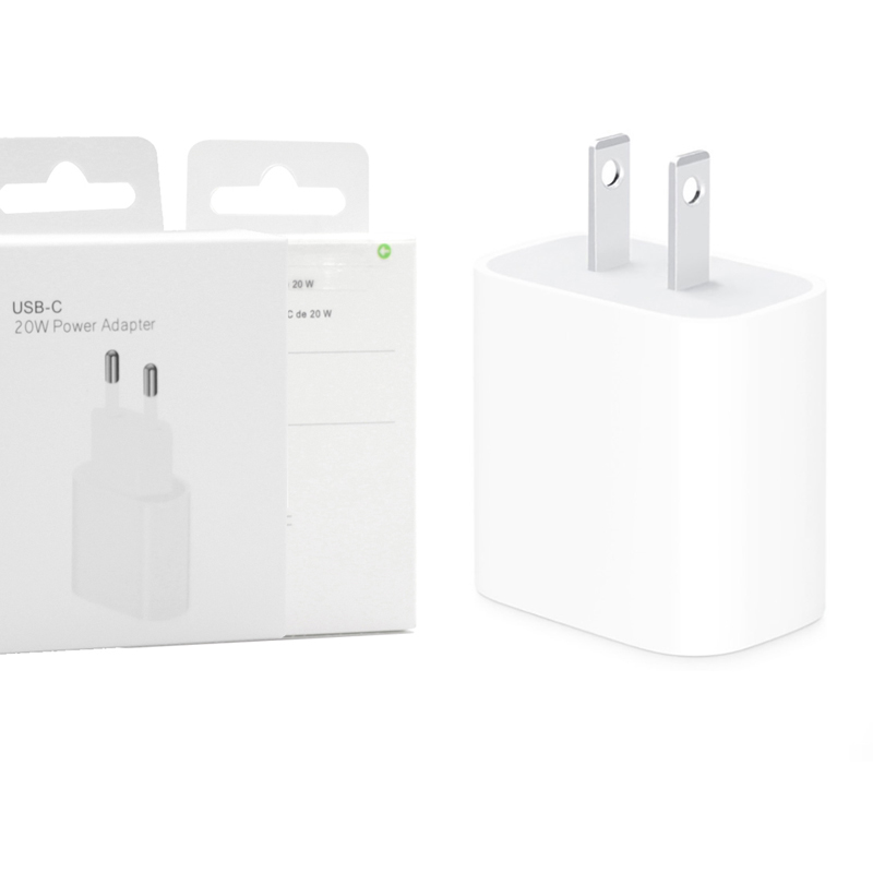 

PD 20W 1:1 USB-C Power Adapter Fast Safety Charger for iPhone 13 12 11 EU/US Plug Type-C Port Home Charging Quick Chargers With Retail Box Green Logo Sticker