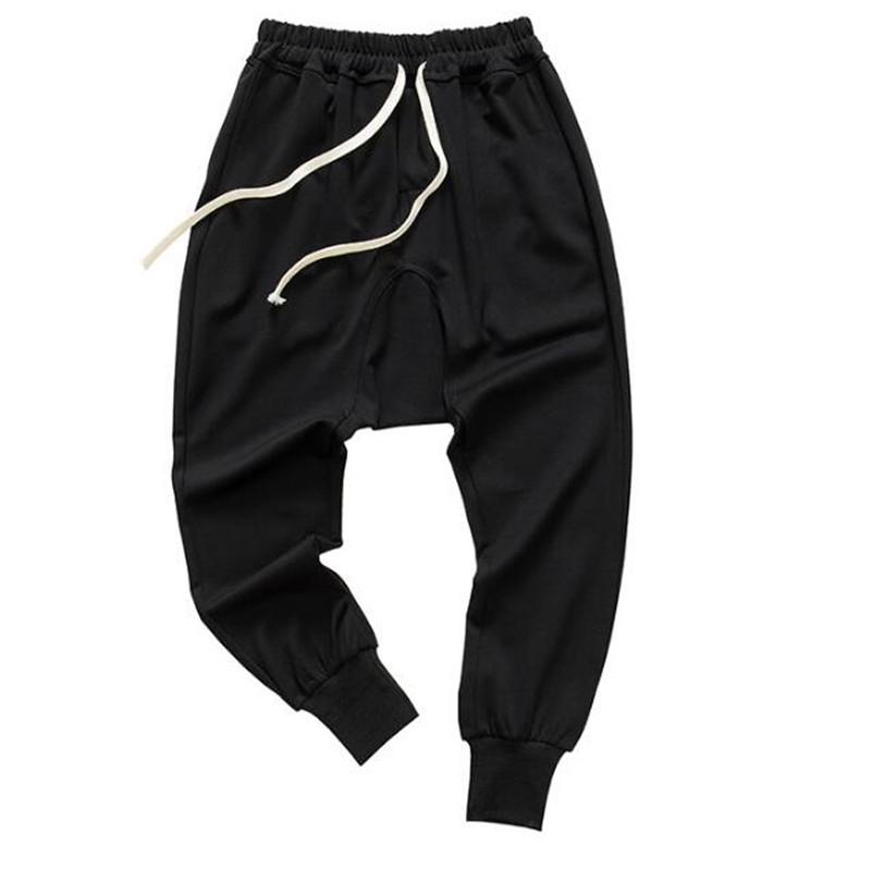 

Style Pants Hip Hop Dance Harem Sweatpants Drop Crotch Men Parkour Track Tapered Trousers, Black