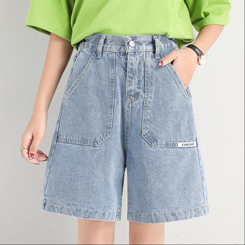 

women shorts plus size woman wide leg bermuda denim short pants jeans high waisted femme pocket casual bf clothing, White;black