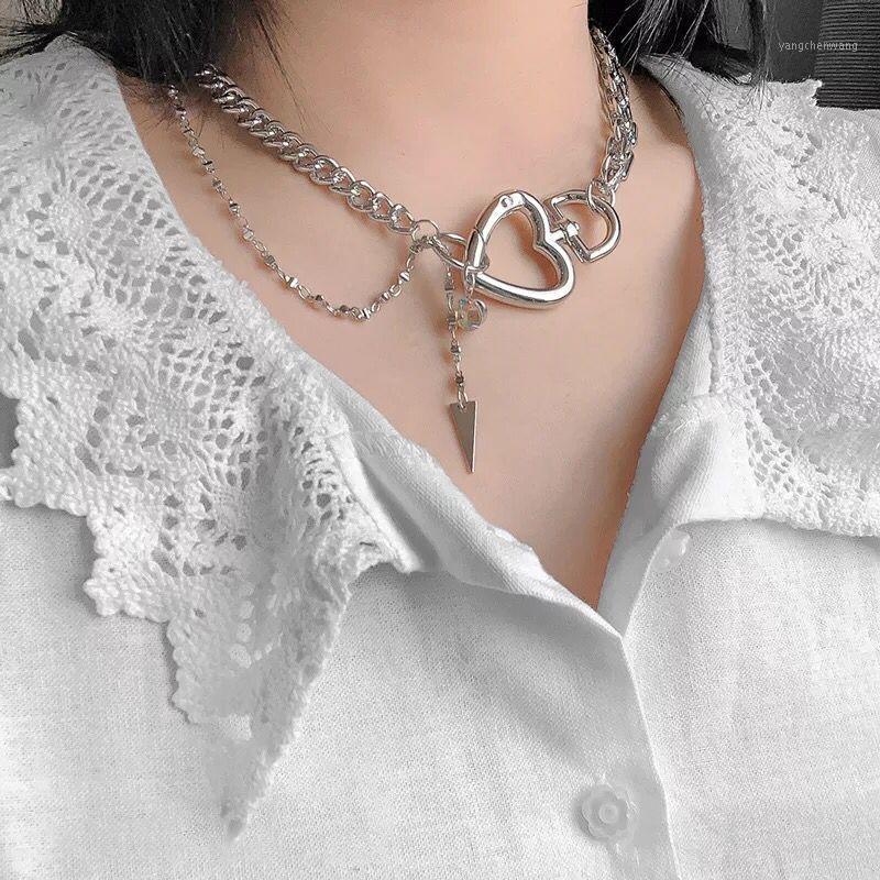 

Heart Crystal Pendant Thick Chains Necklaces Women Aesthetic Jewelry Fashion Necklace