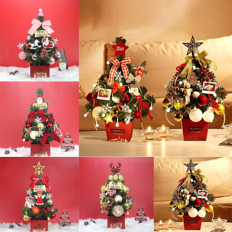 

Christmas Decorations Decoration Desktop Ornament Happy Year Artificial Plant Mini Table Xmas Tree Pine LED Set