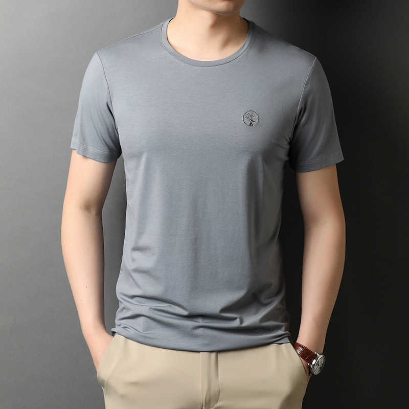 

solid color t-shirt backing trend short sleeve round neck youth korean version summer casual mercerized men's wear, White;black