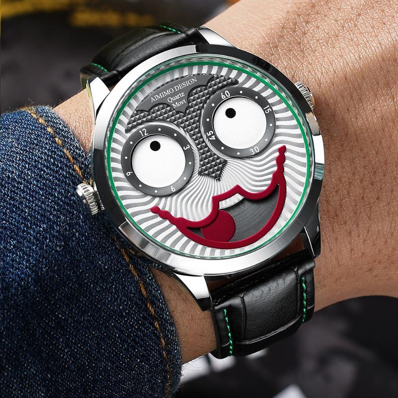 

Wristwatches AIMIMO DESIGN Japan Movement Men`s Watch Big Dial Joker Quartz 316L Steel Wrist Watches Funny Clock Relogio Masculino 3ATM, Ad 2001 - 1
