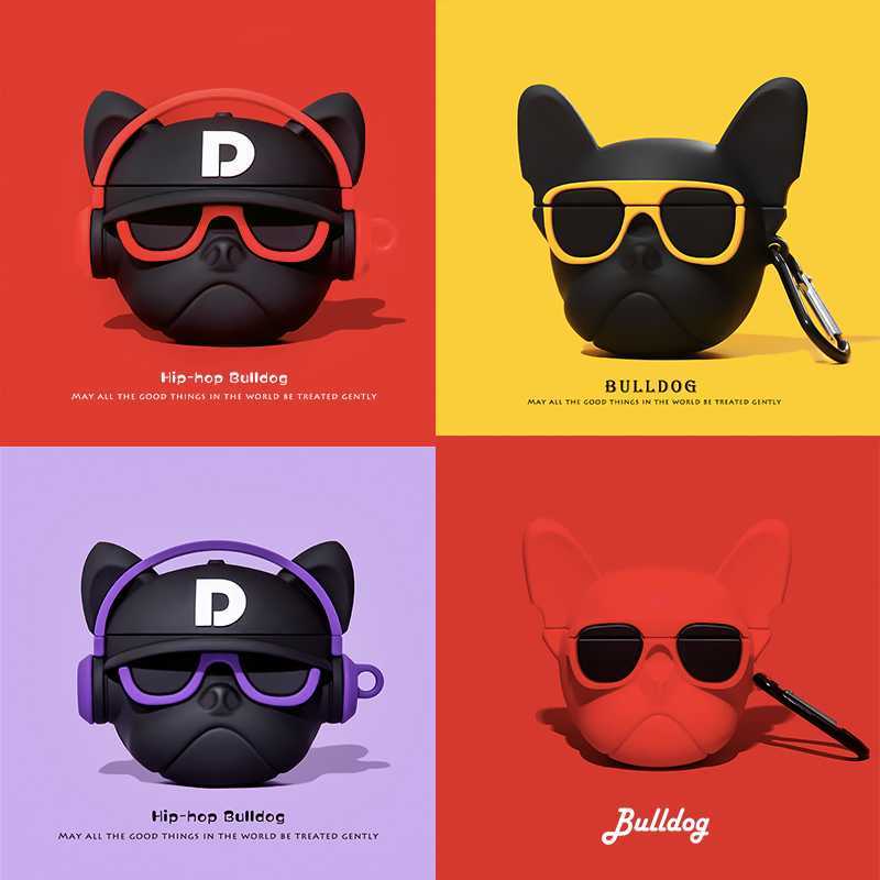 

Music Bulldog Case For Apple AirPods 1 2 Pro Cool Rock Dog Soft Silicone Wireless Bluetooth Earphone Coque For Airpods 2 Funda