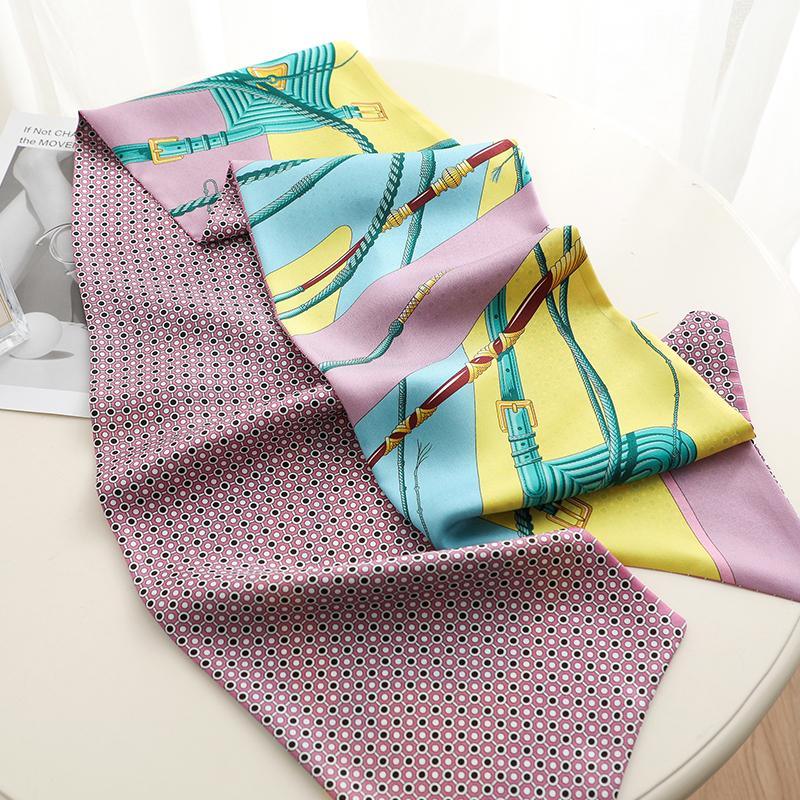 

Scarves 100% Twill Silk Scarf Women Double-sided Printing Design Classic 160*20cm Neckerchief Multipurpose 6 Colors Fashion