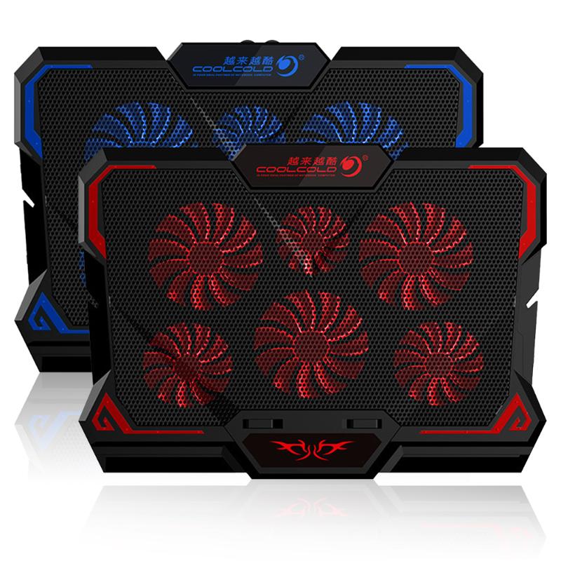 

Laptop Cooling Pad Notebook Stand Adjustable Speed/Touch Version Gaming Cooler Six Fans Led Screen Two USB Port Pads