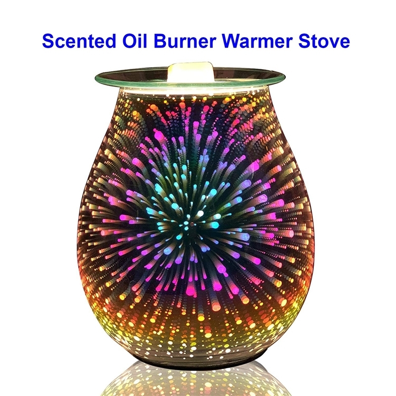 

Essential Oil Diffuser Electric Candle Warmer Glass Tart Burner 3D Effect Night Light Wax Melt Warmer for Home Office Bedroom Y200416