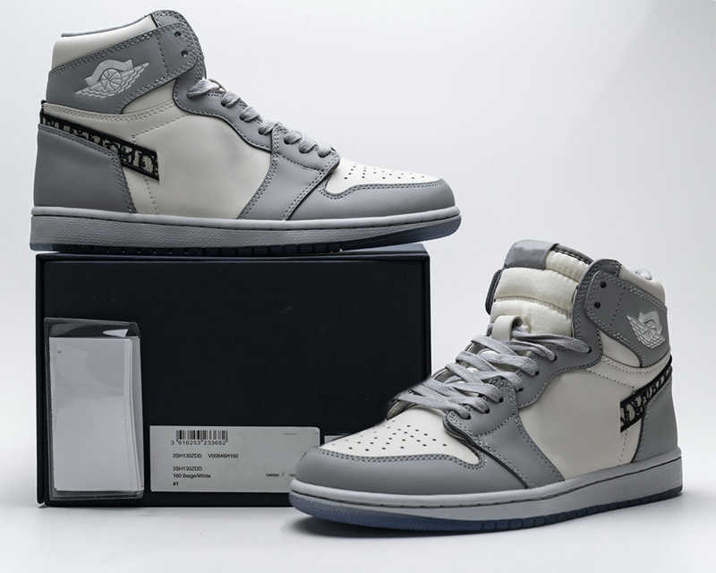 

2021 High Quality Basketball Shoes 1S Jumpman Women's Men's 1 White Gray Luxury Design Outdoor Sports Sneakers With Box, #1