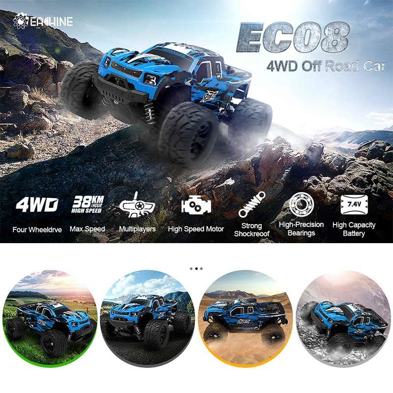 

Eachine EC08 RC Car 4WD 1/18 2.4GH 38km/h Super Power High speed Trucks Off-Road Trucks With differential Toys for Children 210322