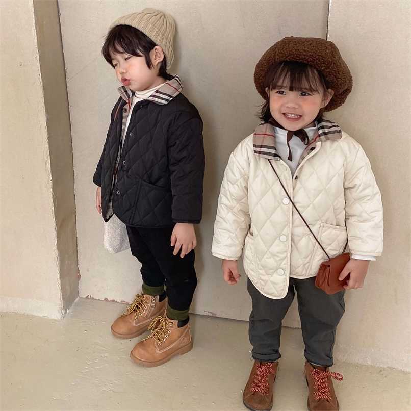 

Children's quilted padded double-sided cotton-padded jacket for boys and girls short cotton 211025, Apricot-02