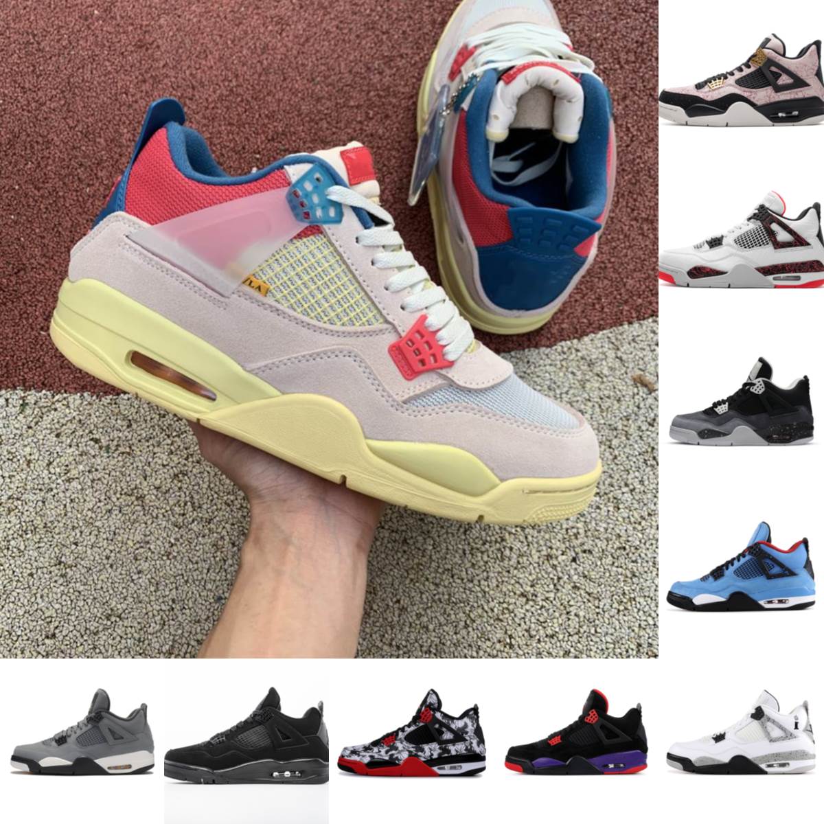 

top quality 4 4s Mens Basketball Shoes starfish metallic purple red black cat bred pine green cactus jack men sneakers trainers Size 40-46, White;red