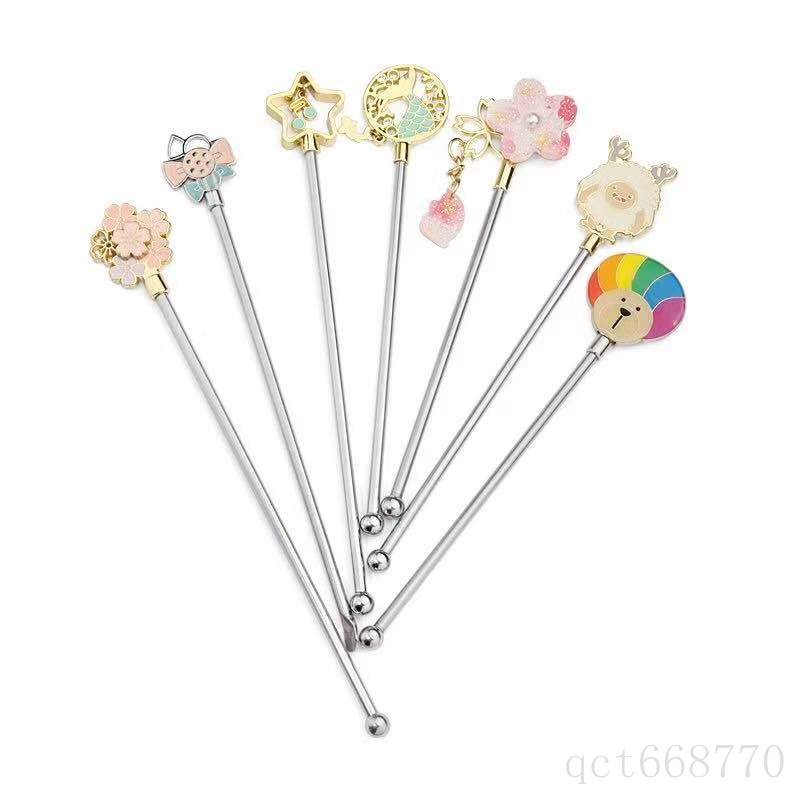

2021 Creative Design Stainless Steel Starbucks Stirring Spoon Stick Coffee Spoons Various Styles for Choice