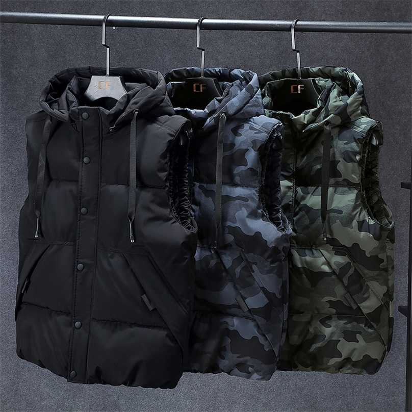 

Mens Winter Vests Men's Sleeveless Jacket Thick Camouflage Vest Casual Hooded Waistcoat Male Warm Vests Outwear Plus Size 7XL 211111, Green camouflage