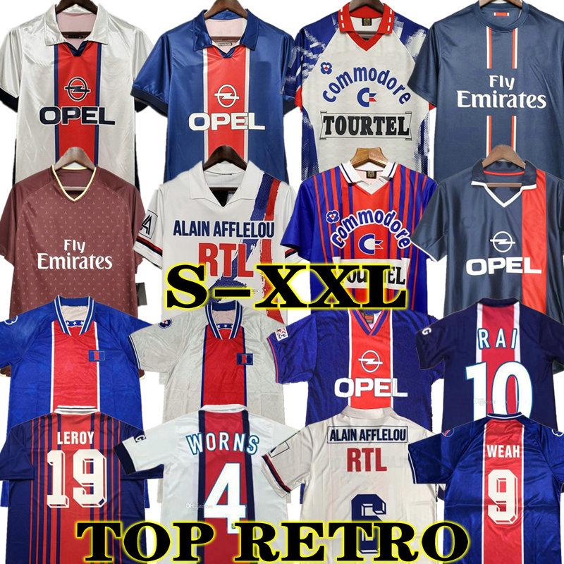 

psg 01 02 03 98 99 Paris Ronaldinho Retro soccer Jersey MAILLOT HEINZE 90 92 OKOCHA LEROY Beckham Ibrahimovic vintage classic 93 94 95 96 12 13 football shirts, 90 91