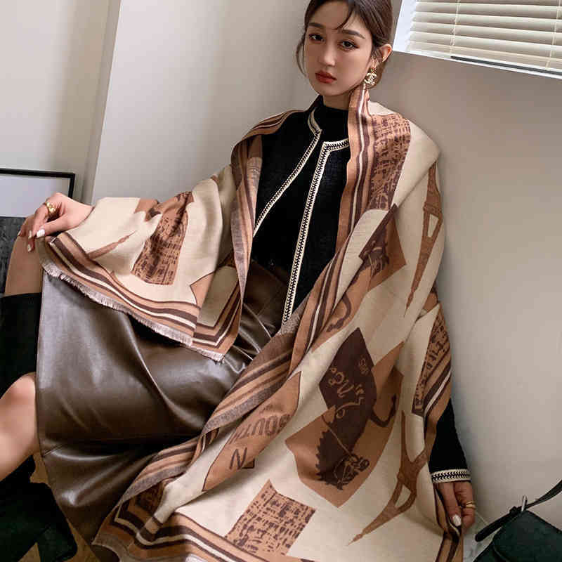

70% OFF Design 2021 autumn and new Korean versatile long scarf women's imitation cashmere double-sided thickened Bib oversized shawl