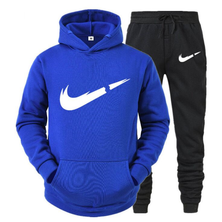 

2 Pieces Sets Tracksuit 2021 Men Autumn Winter Hooded Sweatshirt +Drawstring Pants Male Sport Hoodies Running Sportswear, Gray