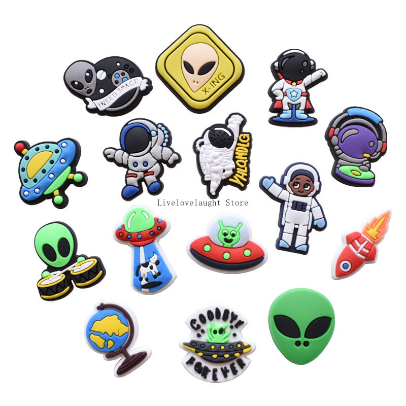 

Wholesale NASA Soft Rubber Pvc Croc Shoe Charm Parts Accessories Decoration Buckcle for Clog Bracelet Wristband