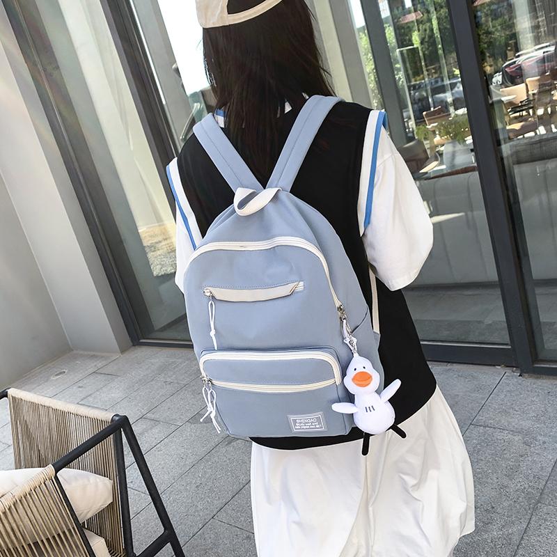 

Backpack Students School Bag Women's Backpacks Capacity Bags For Teens Korean Harajuku Female Woman Multi-pockets, White