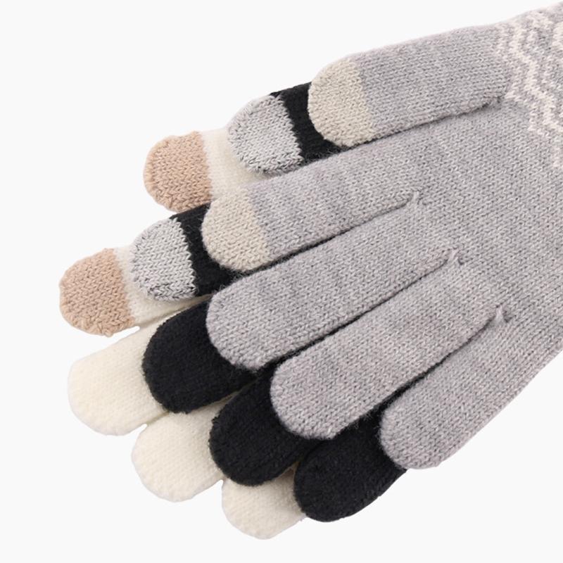 

Five Fingers Gloves Winter Knit Touchscreen Anti-Slip Warm Thick Thermal Soft Lining Elastic Cuff For Men Women