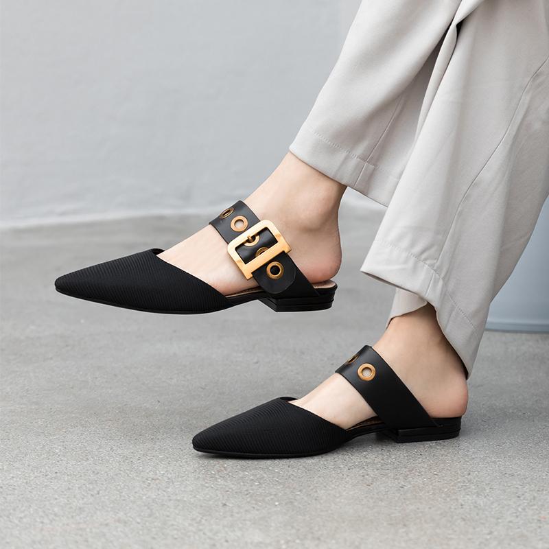 

Slippers Dilalula 2021 Brand Buckles Women Shoes Plus Size 43 Casual Lady Elegant Women's Mules Female Slides Ladies, Black patent