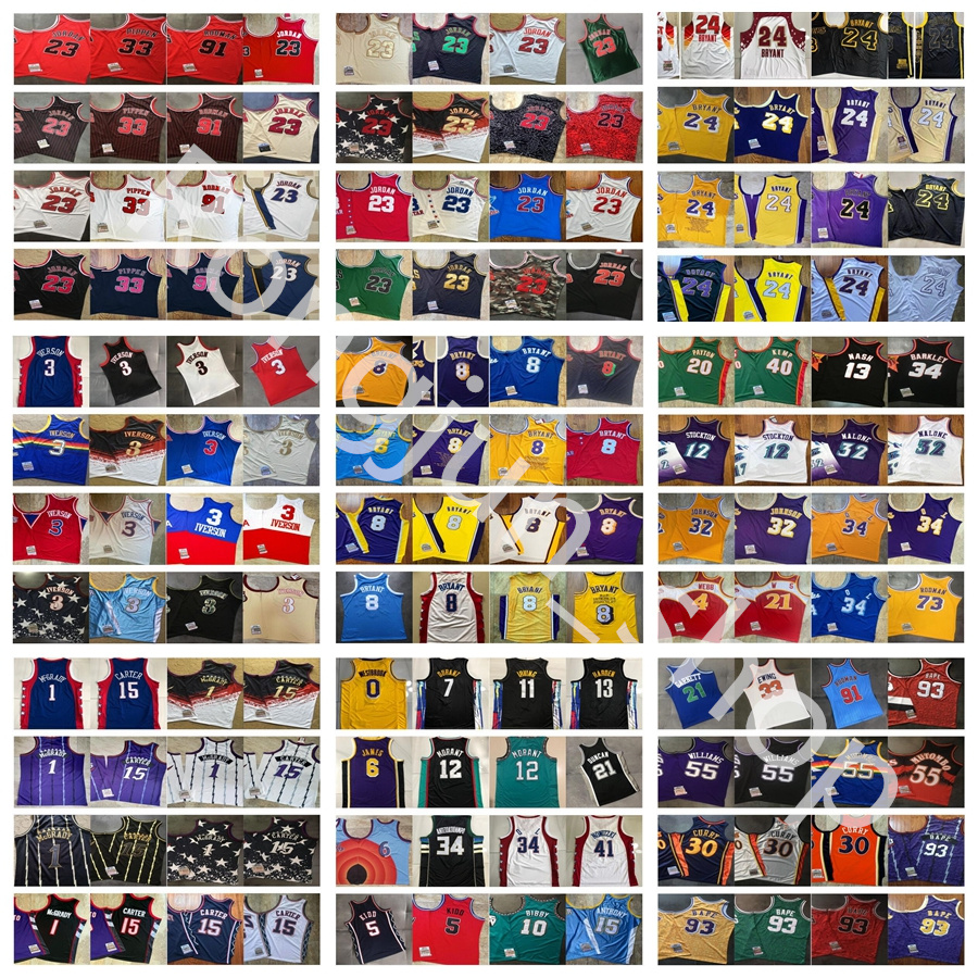 

mitchell and ness real authentic stitched basketball jerseys embroidery yellow white green blue purple black red beige jersey size s-xxl hig