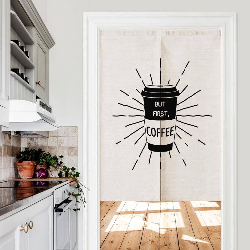 

Nordic Black White Cafe Linen Door Curtain Noren Bedroom Curtains Home Decorative Customizable & Drapes